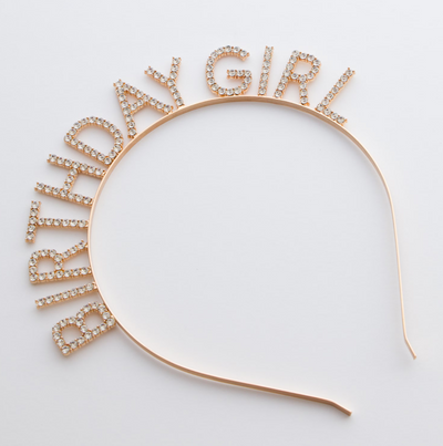 Birthday Girl Headband - Gold Rhinestone