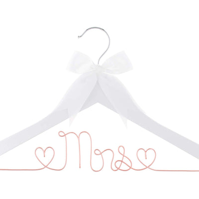 Mrs Wedding Dress Hanger - White with Rose Gold Wire