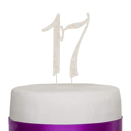 17 Cake Topper - Silver