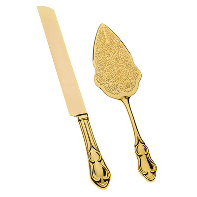 Wedding Cake Knife & Server Set - Elegant Gold