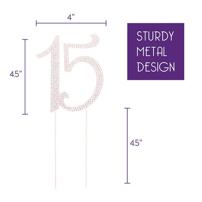 15 Cake Topper - Rose Gold