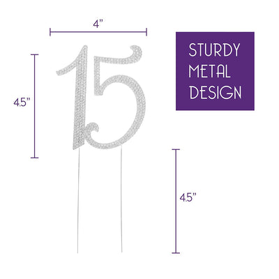 15 Cake Topper - Silver