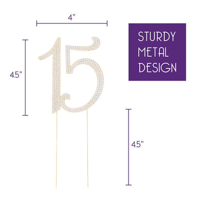 15 Cake Topper - Gold