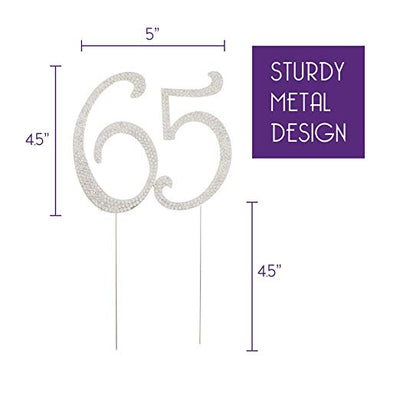 65 Cake Topper - Silver
