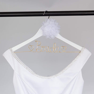 Bride Wedding Dress Hanger - White with Light Gold