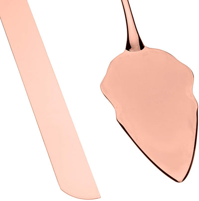 Wedding Cake Knife & Server Set - Engravable Rose Gold