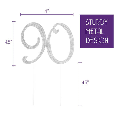 90 Cake Topper - Silver
