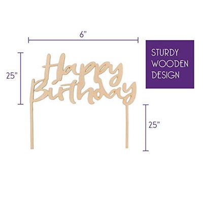 Happy Birthday Wooden Cake Topper