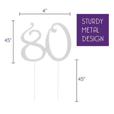 80 Cake Topper - Silver