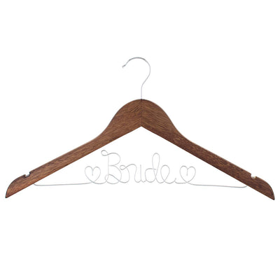 Bride Wedding Dress Hanger - Antique Brown with Silver Wire