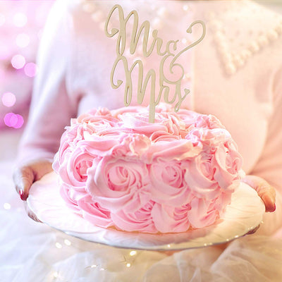 Mr & Mrs Wooden Wedding Cake Topper