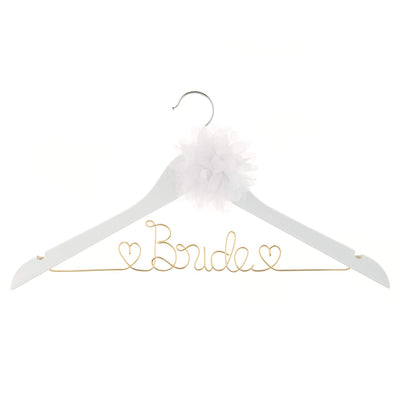 Bride Wedding Dress Hanger - White with Light Gold