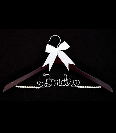 Bride Wedding Dress Hanger - Mahogany with Pearls