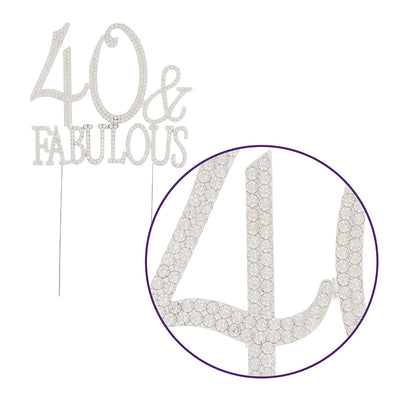 40 & Fabulous Cake Topper - Silver