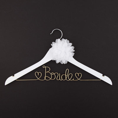 Bride Wedding Dress Hanger - White with Light Gold