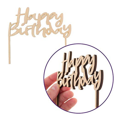 Happy Birthday Wooden Cake Topper