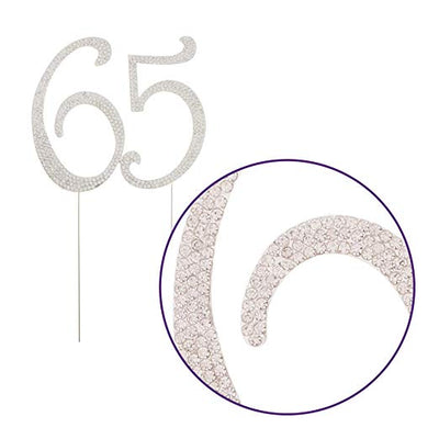 65 Cake Topper - Silver