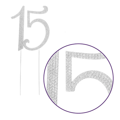 15 Cake Topper - Silver