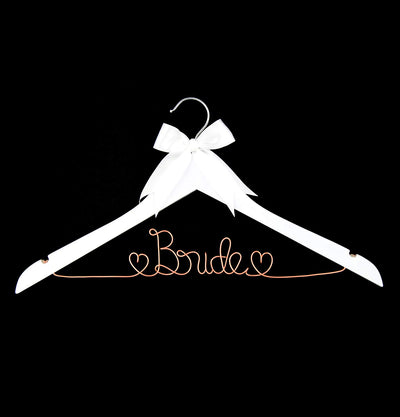 Bride to Be Wedding Dress Hanger (White with Rose Gold Wire)