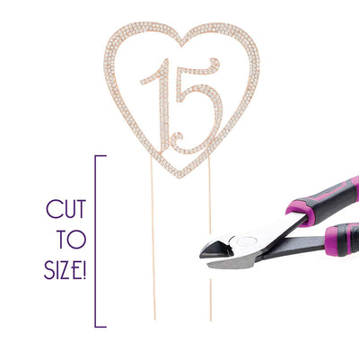 15 Heart Cake Topper - Rose Gold