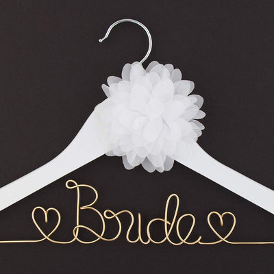 Bride Wedding Dress Hanger - White with Light Gold