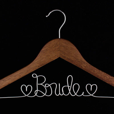 Bride Wedding Dress Hanger - Antique Brown with Silver Wire