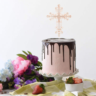 Cross Cake Topper - Rose Gold