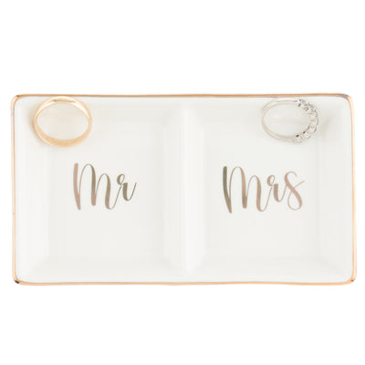 Mr & Mrs Ceramic Ring Dish - Gold