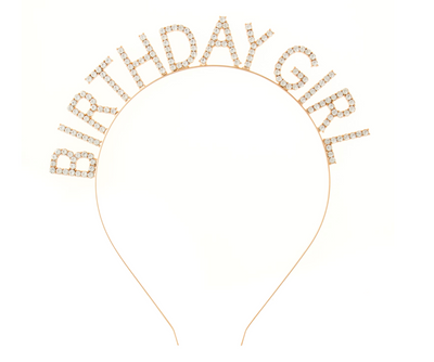 Birthday Girl Headband - Gold Rhinestone