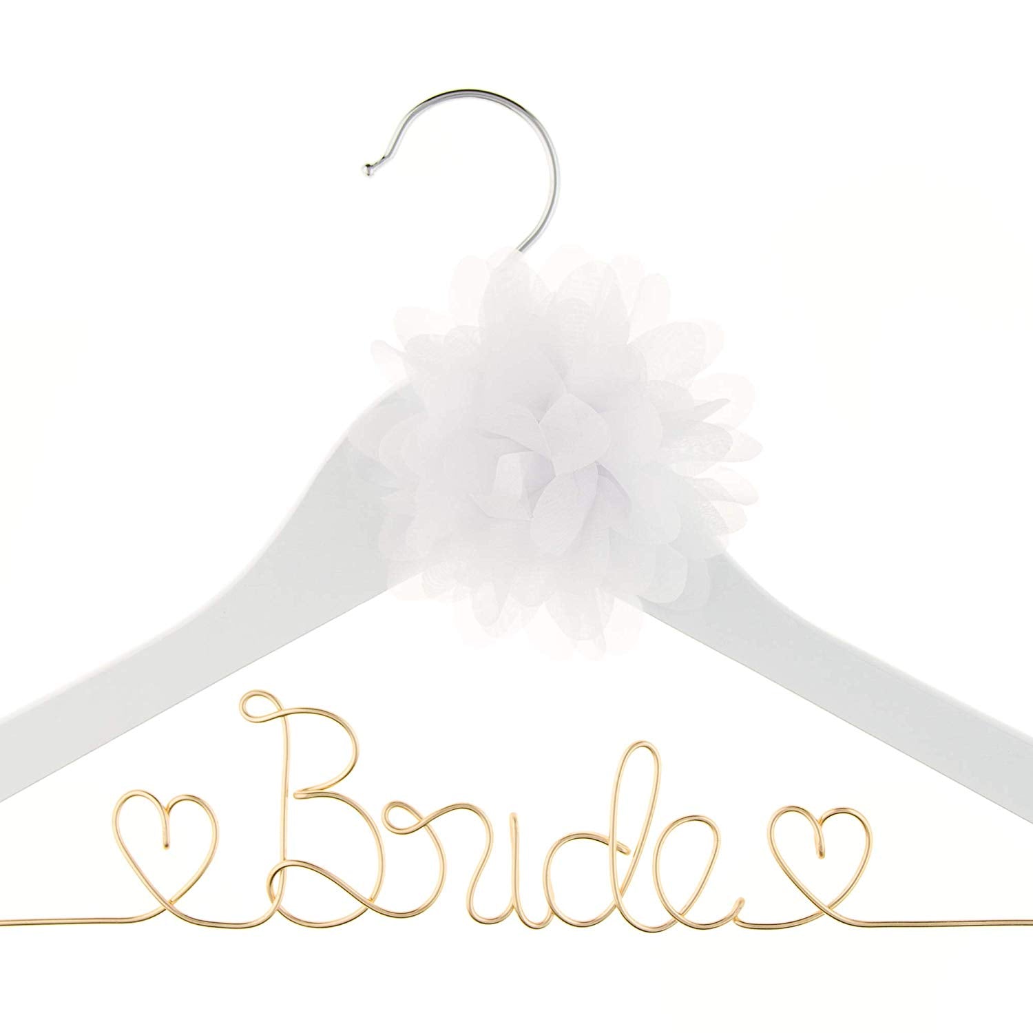 Bride Wedding Dress Hanger - White with Light Gold