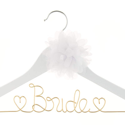 Bride Wedding Dress Hanger - White with Light Gold