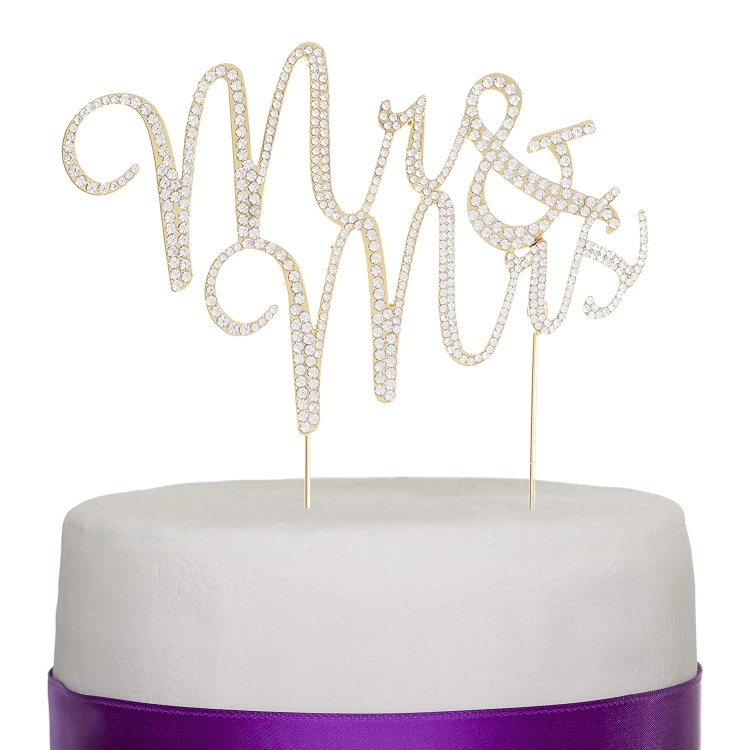 Mr & Mrs Cursive Cake Topper - Gold