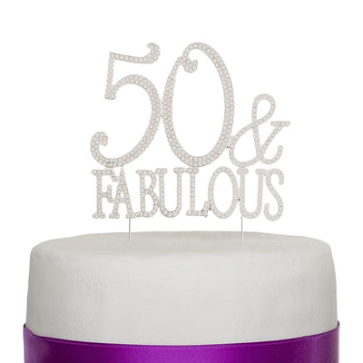 50 & Fabulous Cake Topper - Silver