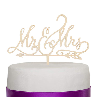 Mr & Mrs Arrow Wooden Wedding Cake Topper