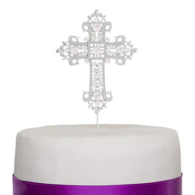 Cross Cake Topper - Elegant Silver