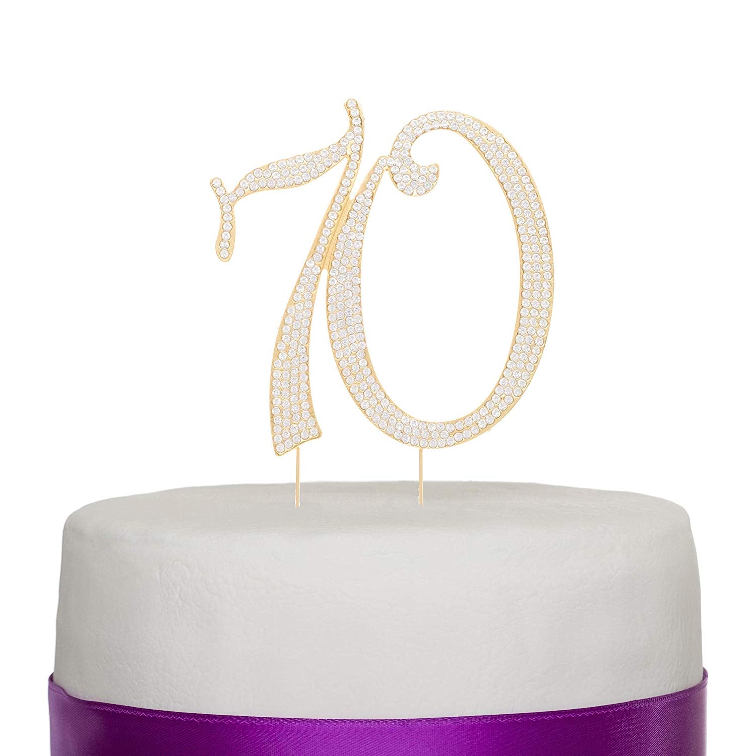 70 Cake Topper - Gold Crystal Rhinestone Metal Number Decoration - Ella  Celebration