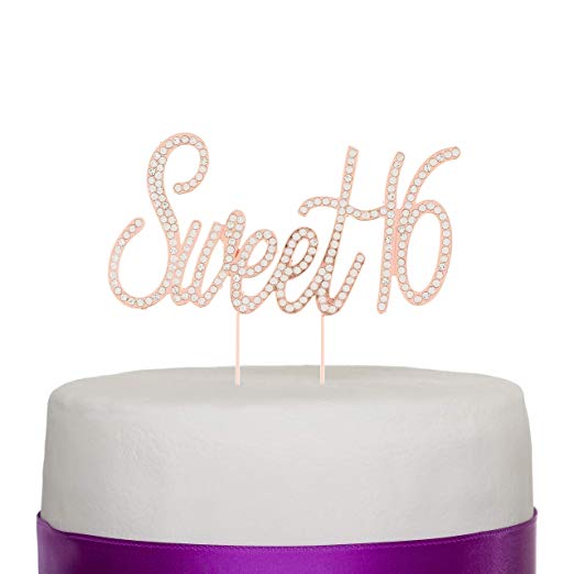 Sweet 16 Cake Topper - Rose Gold Words
