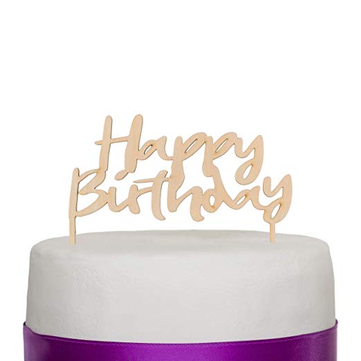 Happy Birthday Wooden Cake Topper