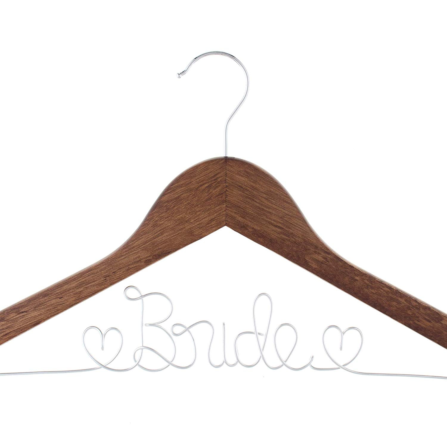 Bride Wedding Dress Hanger - Antique Brown with Silver Wire