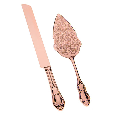 Wedding Cake Knife & Server Set - Elegant Rose Gold