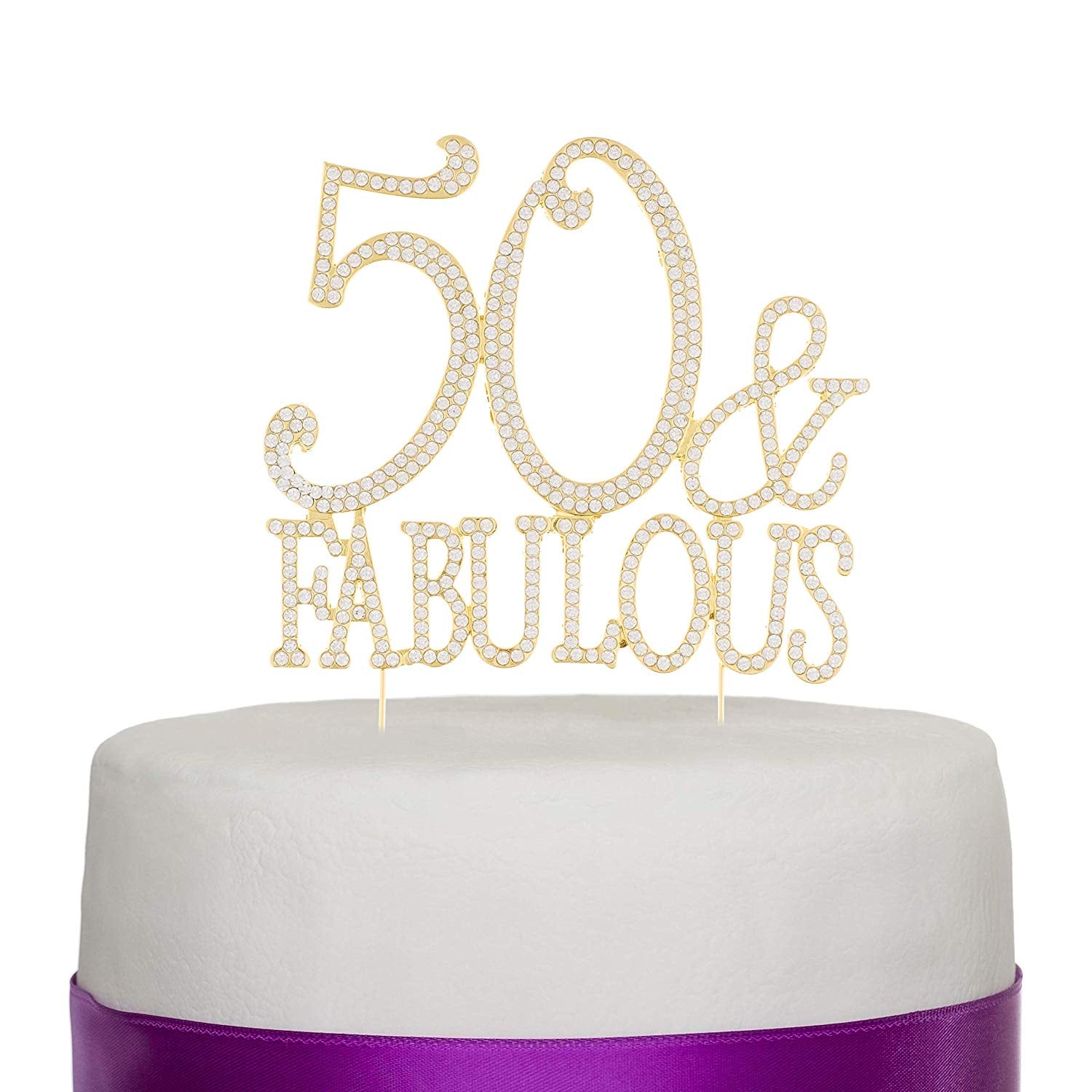 50 & Fabulous Cake Topper - Gold