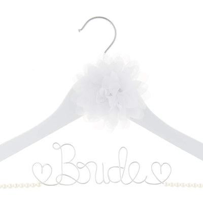 Bride Wedding Dress Hanger - White with Pearl Strand and Flower