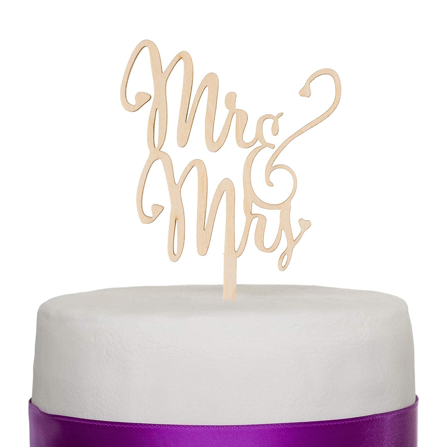 Mr & Mrs Wooden Wedding Cake Topper