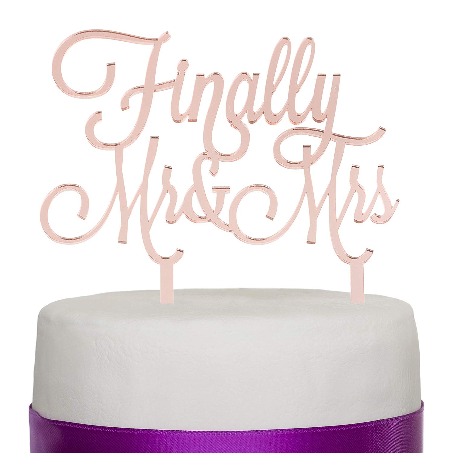 Finally Mr & Mrs Acrylic Cake Toper - Rose Gold