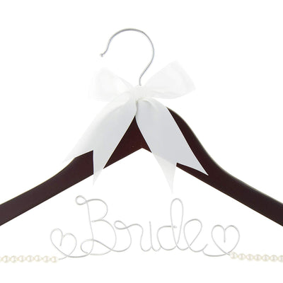 Bride Wedding Dress Hanger - Mahogany with Pearls