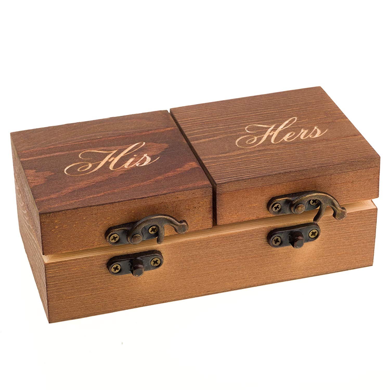 Wood Ring Bearer Box His Hers Ella Celebration - Main Image