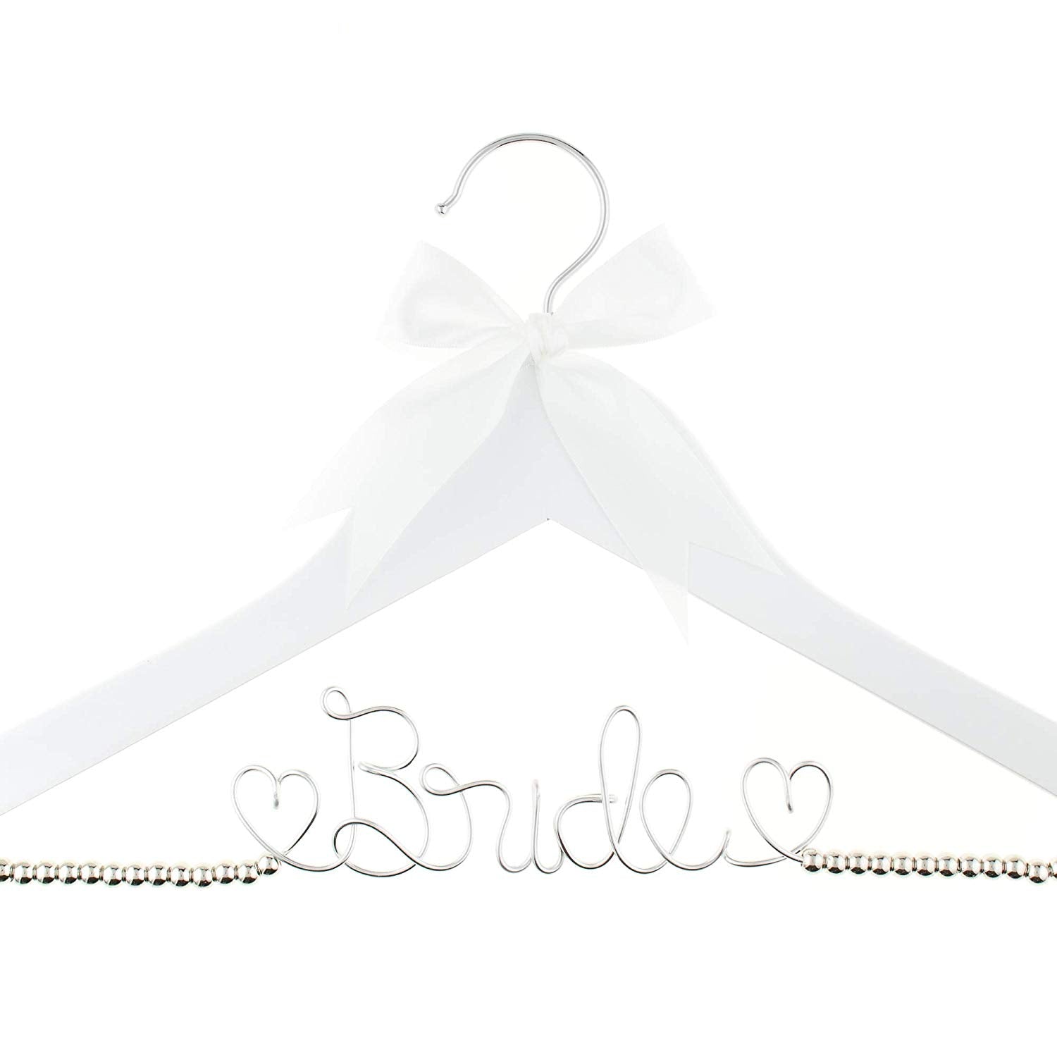 Bride Wedding Dress Hanger - White with Silver Beads