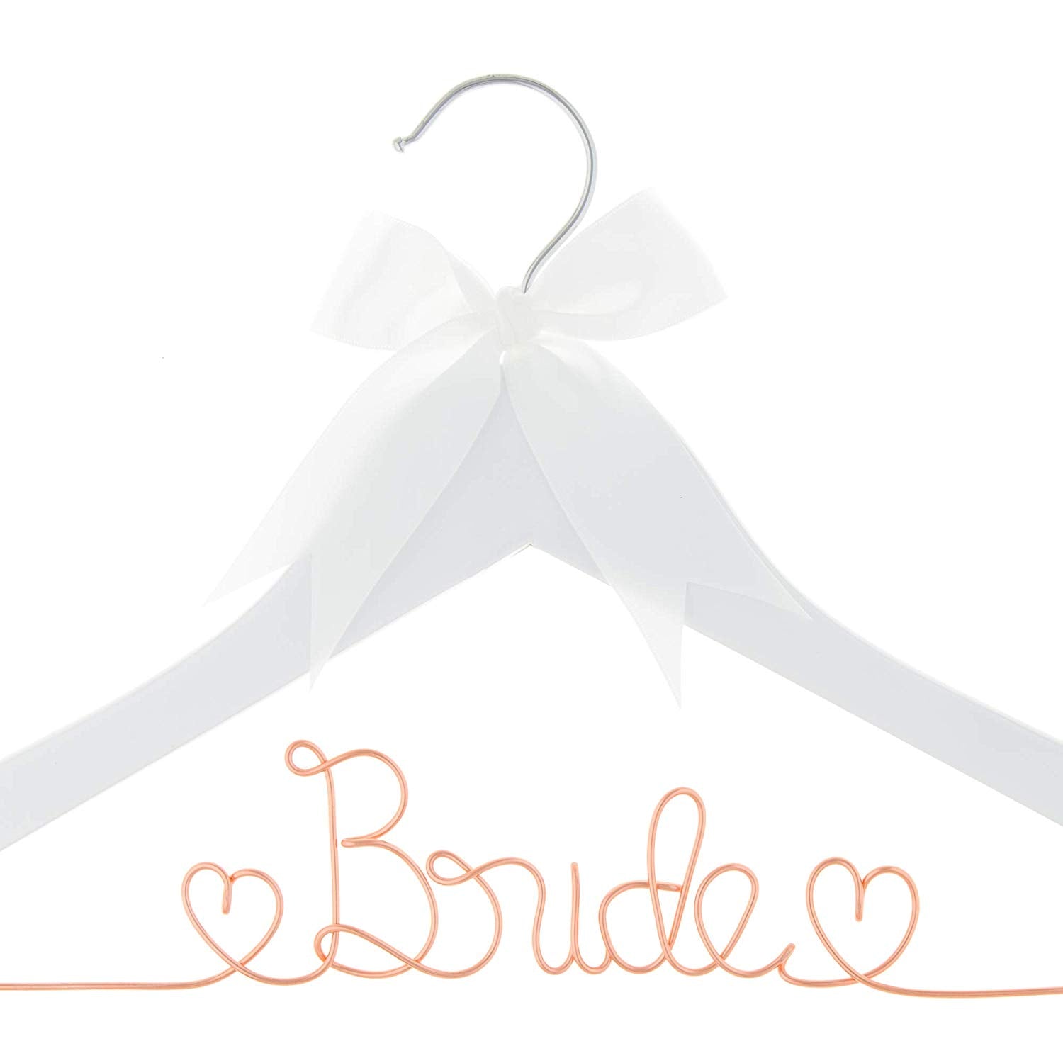 Bride to Be Wedding Dress Hanger (White with Rose Gold Wire)