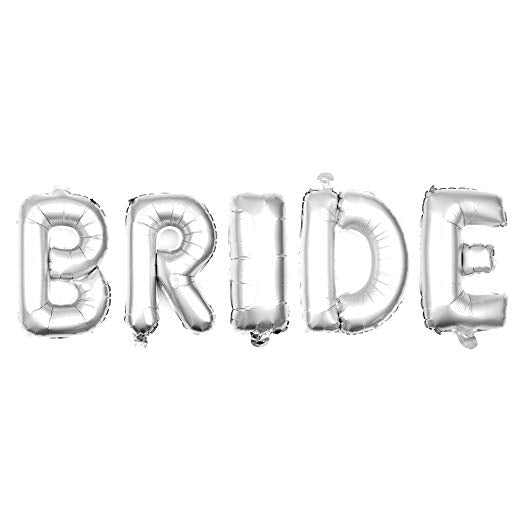 BRIDE Non-Floating Letter Balloons - 13 Inch Silver