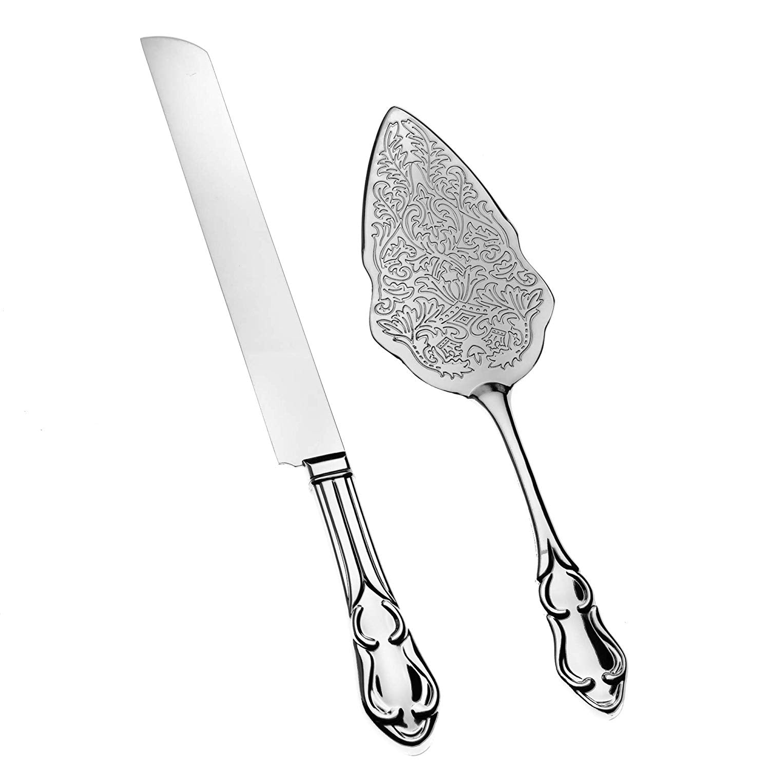 Wedding Cake Knife & Server Set - Elegant Silver